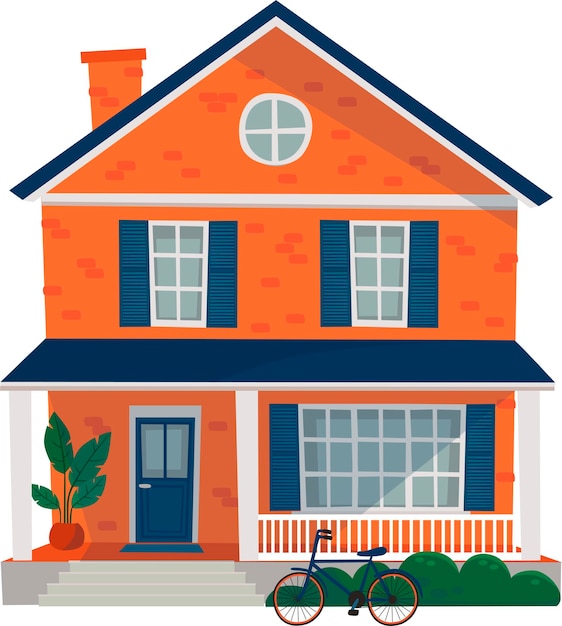 Vector american house facade. vector illustration.