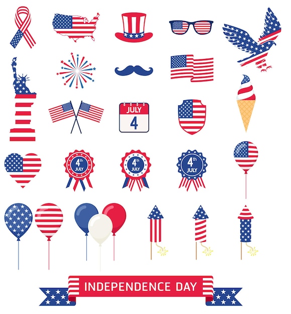 Vector american independence day icons