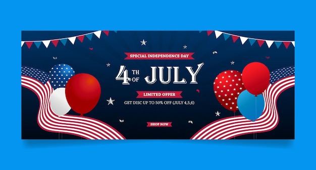 American independence day sale promotion advertising banner template website banner for 4th of July