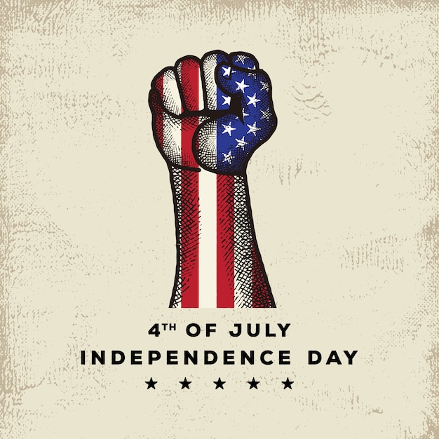 Vector american independence day with detailed hand sketch premium vector