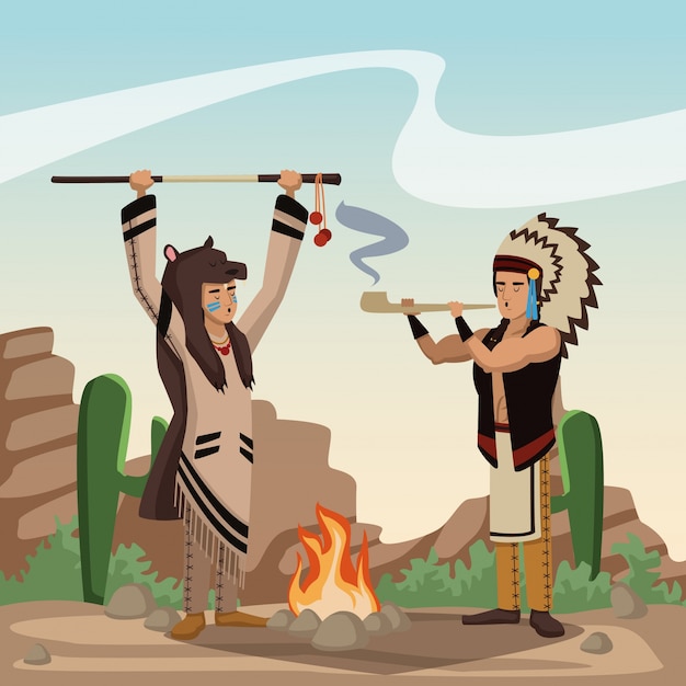 American indian cartoon in desert