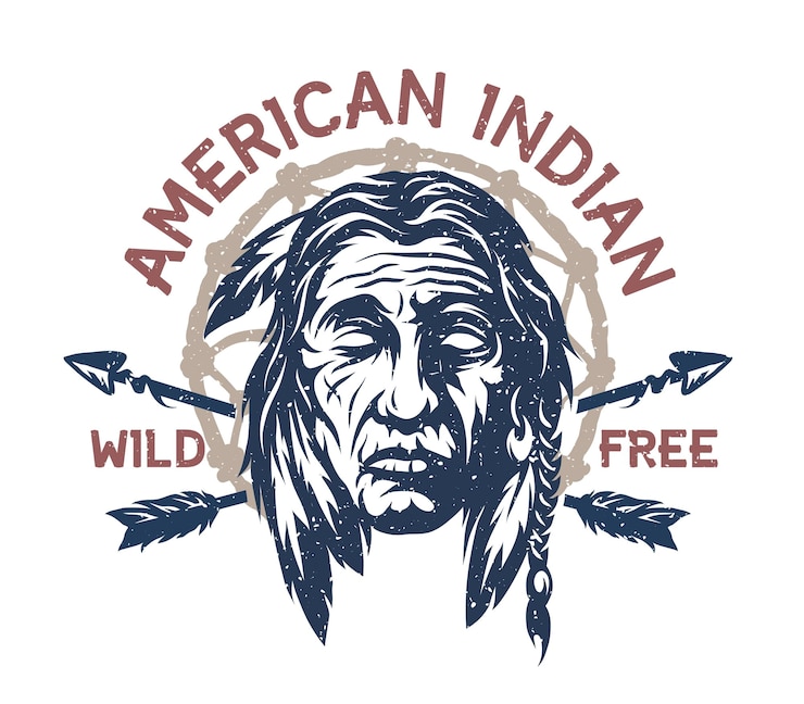 Vector american indian emblem tshirt graphic vector illustration