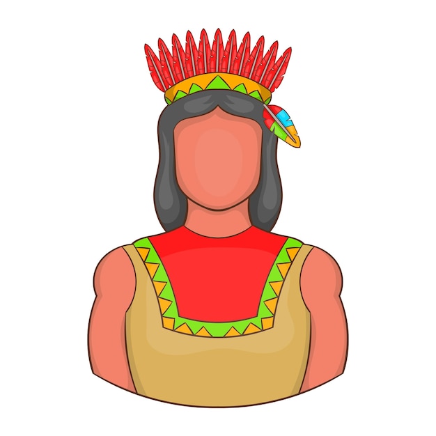 American indian icon in cartoon style on a white background