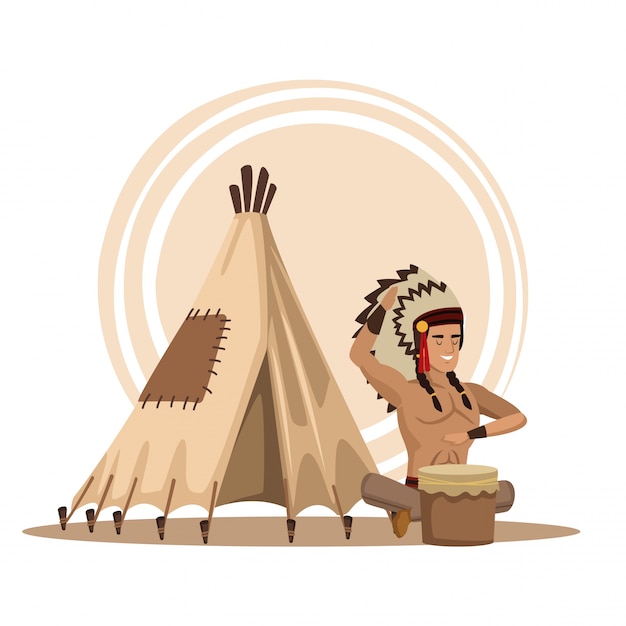 Vector american indians cartoon