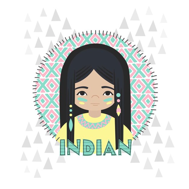 Vector american indians girl on a white background vector illustration