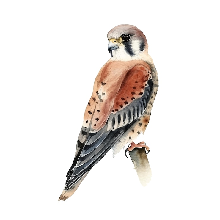 Vector american kestrel watercolor paint