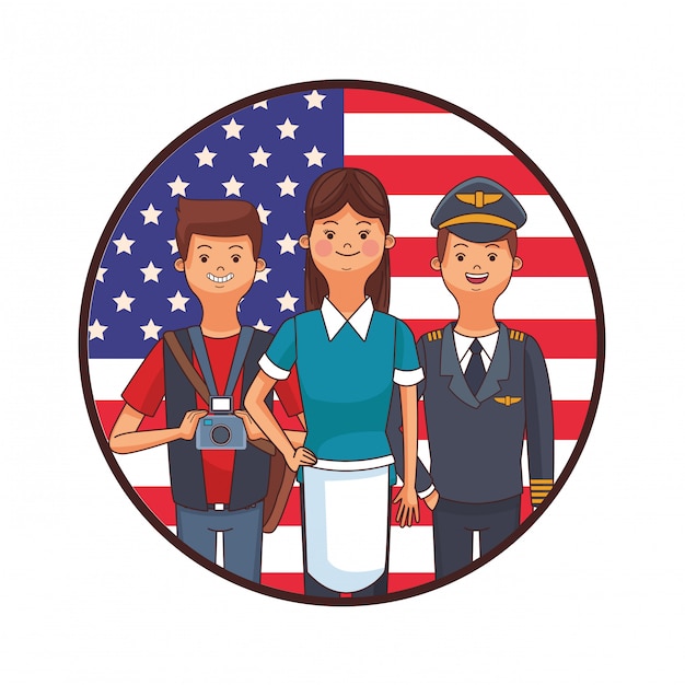 Vector american labor day cartoon