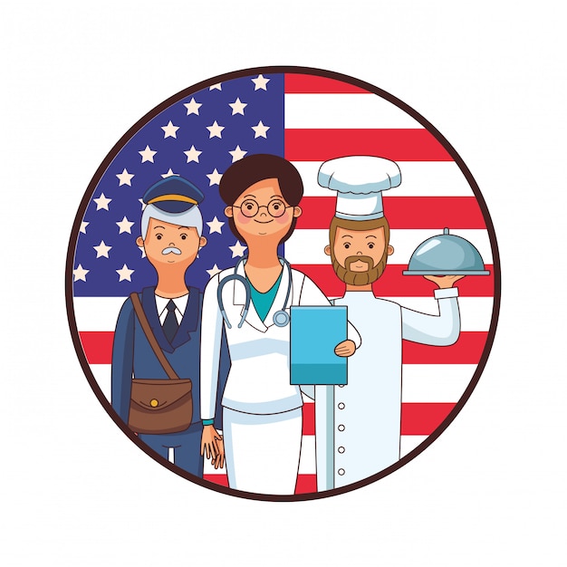 Vector american labor day cartoon