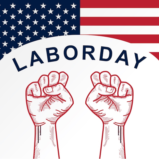 American labor day with clenched fist background