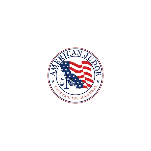 American law firm logo vector,with USA Flag for best judge logo design