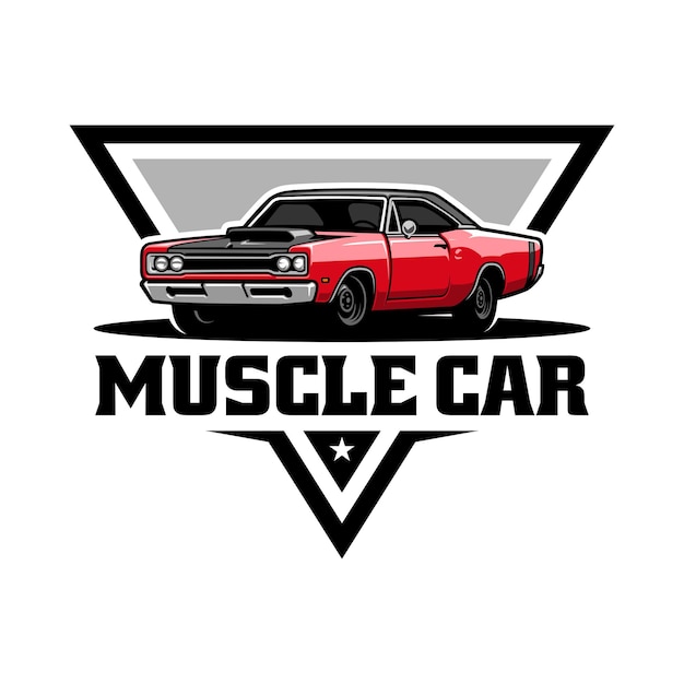 Vettore del logo dell'illustrazione della muscle car americana