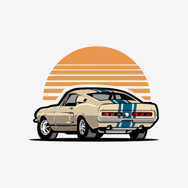 Вектор Американский muscle car vector art illustration автомобиль, изолированный на белом фоне, лучший для футболки desig