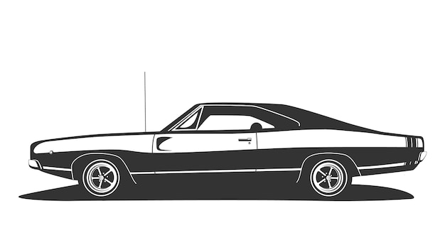 American muscle car vector. Vintage hot rod with power motor coupe.