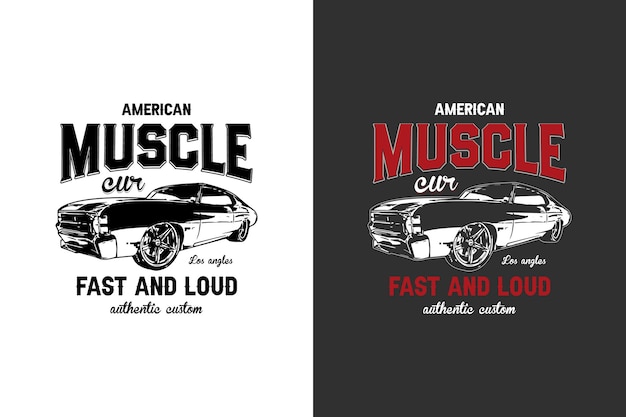 American Muscle Classic Car Tshirt Design Graphic vector