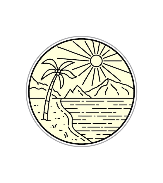 Vector american national park vector illustration in mono line style art