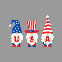 American patriotic gnomes usa independence day 4th of july characters clipart vector illustration