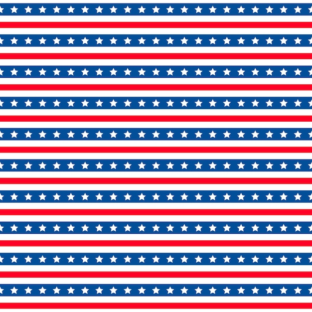 American patriotic seamless pattern USA traditional background Red blue white stars and stripes backdrop Vector template for fabric textile wallpaper wrapping paper etc