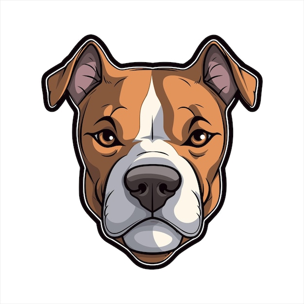 American Pitbull Terrier Hondenras Cartoon Kawaii Karakter Dier Huisdier Geïsoleerde sticker Illustratie