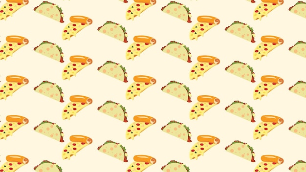 AMERICAN PIZZA and MEXICAN TACO DESIGN BACKGROUND PATTERN
