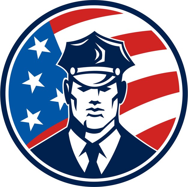 Vector american policeman security guard retro