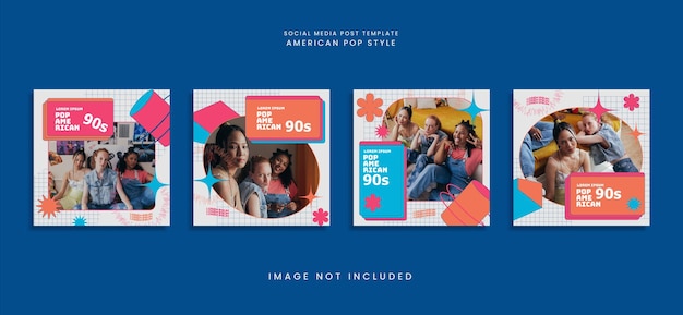 American pop 90s style social media post template