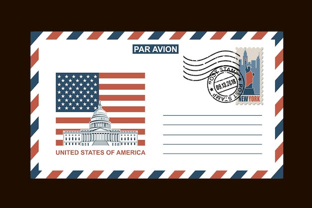 Vettore busta postale americana