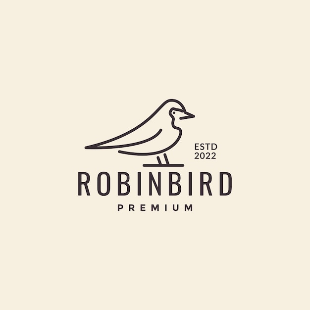 Дизайн логотипа хипстера американской птицы робин