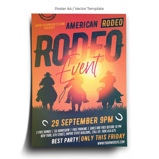 Vector american rodeo poster template