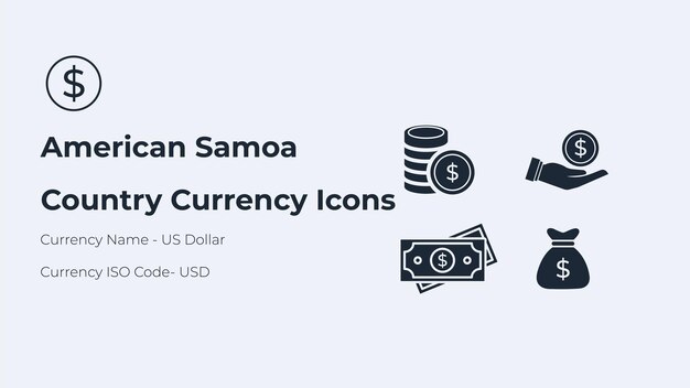 American Samoa Country Currency Vector Icons
