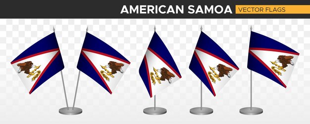 American samoa desk flags mockup 3d vector illustration table flag of american samoa