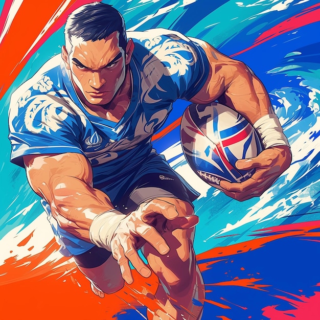 Vector a american samoa man is playing football