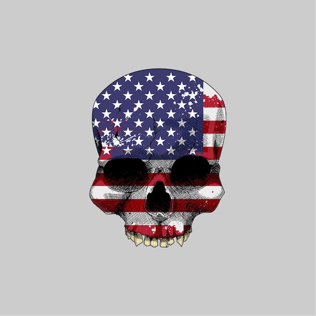 Vector american skull grunge effect