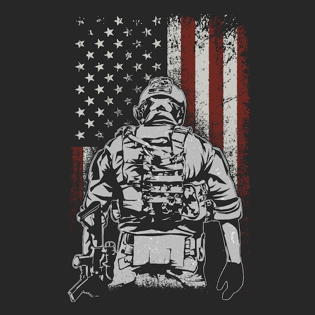 Vector american soldier on battlefield illustration vector