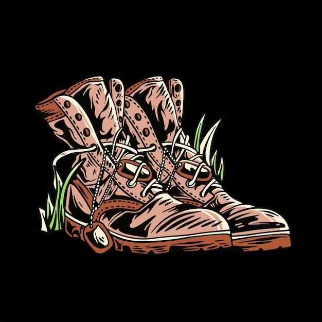 Vector american soldier shoes illustration