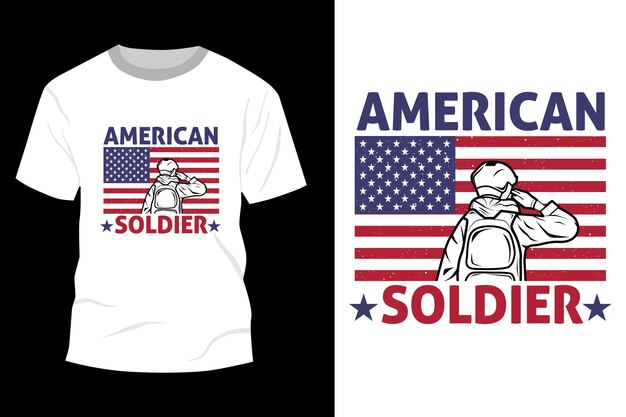 Mockup di t-shirt soldato americano design vintage retrò