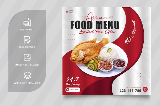 American Special delicious food social media banner post template