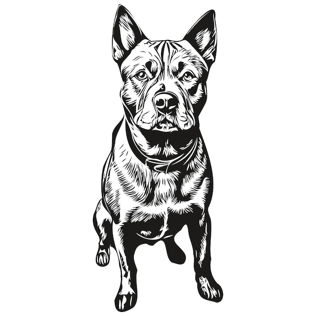 Vector american staffordshire terrier dog logo vector black and white vintage cute dog head engraved realistic breed pet