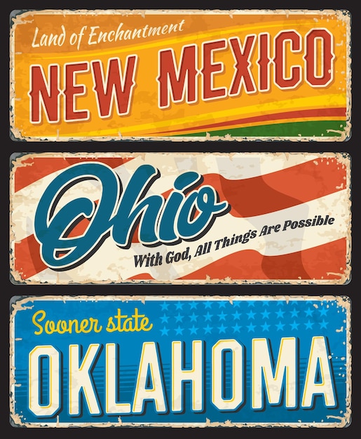 Vector american states new mexico ohio and oklahoma