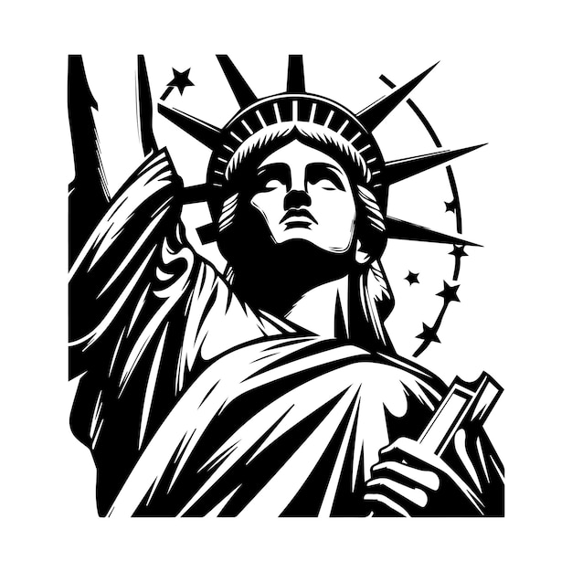 アメリカ合衆国像のベクトルシルエット イラスト 自由の像 ニューヨークのランドマーク アメリカ