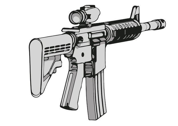 American style assault rifle sketch vector