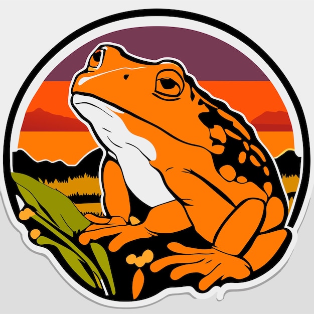 Vector american toad sticker illustration