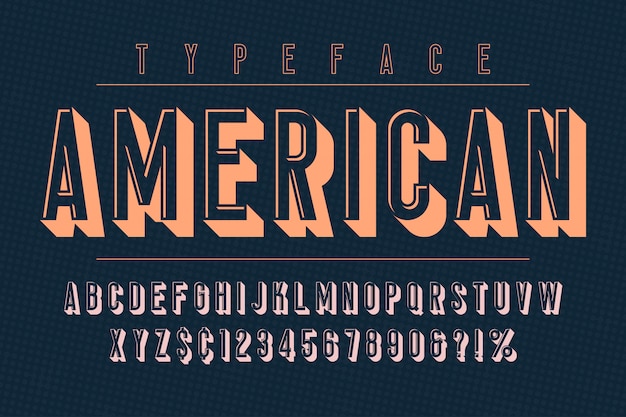 American trendy vintage font with alphabet