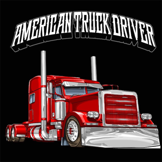 Вектор Американский водитель грузовика на черном фоне для печати плакатов на футболках бизнес-элемент социальных сетей