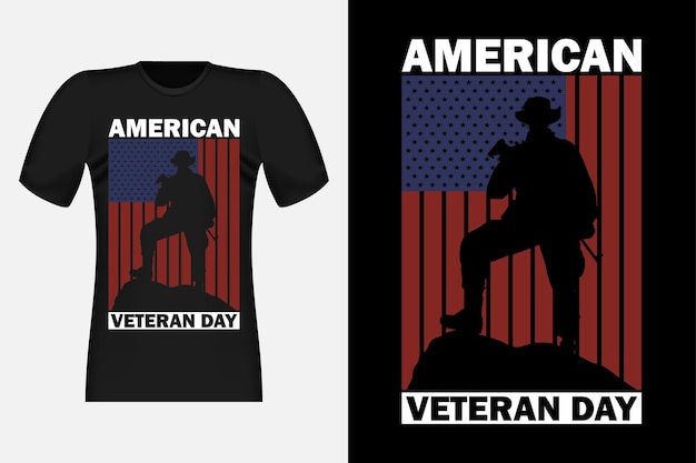 American veteran day met silhouet vintage retro t-shirtontwerp