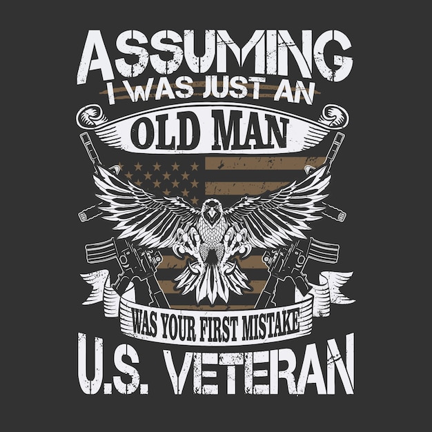 Vector american veteran oldman illustration