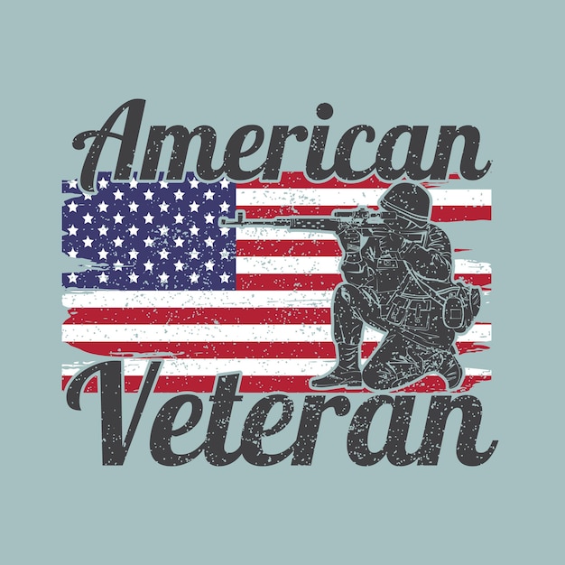 Vector american veteran vintage tshirt design