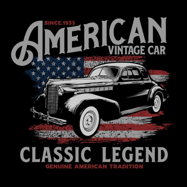 American vintage car typografisch ontwerp