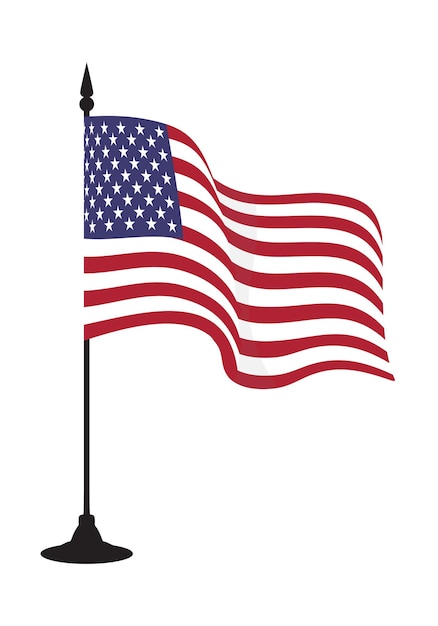 Vector american waving flag vector icon national symbol red white and blue with stars