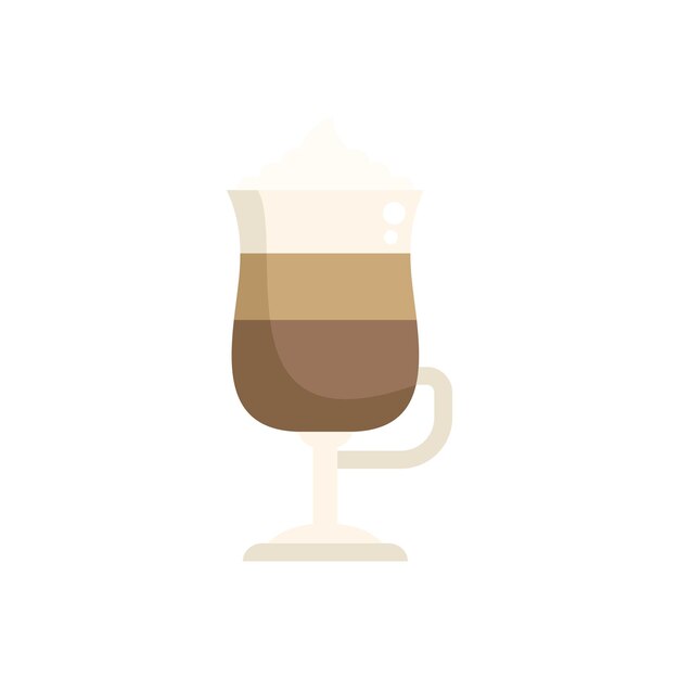 Americano latte icon flat vector glass cafe cream morning isolated