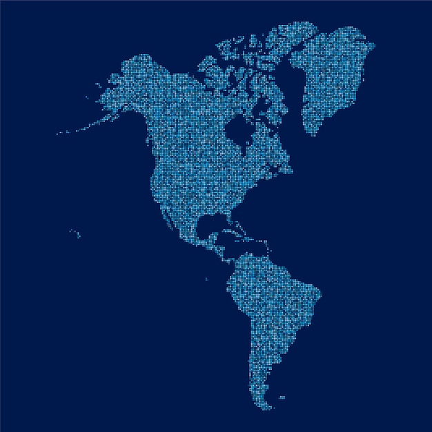 Vettore la mappa delle americhe realizzata con motivo a punti mezzitoni